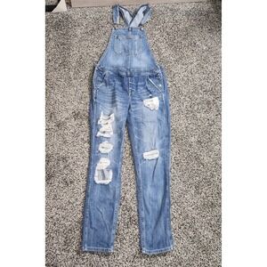 American Eagle Tomgirl Overalls Distressed Classic Denim Blue Size S,Boho Preppy